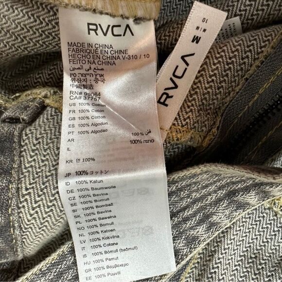 NEW RVCA Crystal Denim Overalls Gray Stripes Wide Leg Crop 100% Cotton Size M - Picture 14 of 15